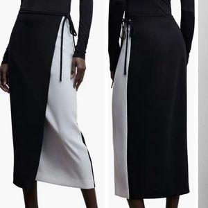 Mango side tie two tone midi skirt
